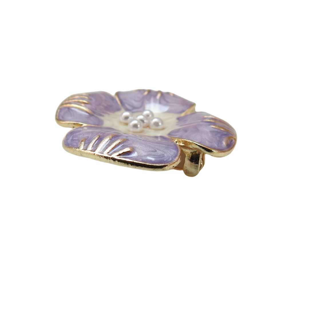 Purple flower brooch