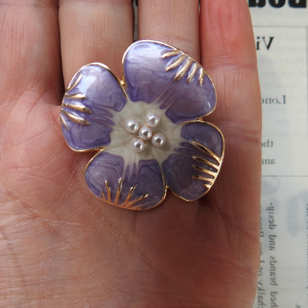 Purple flower brooch