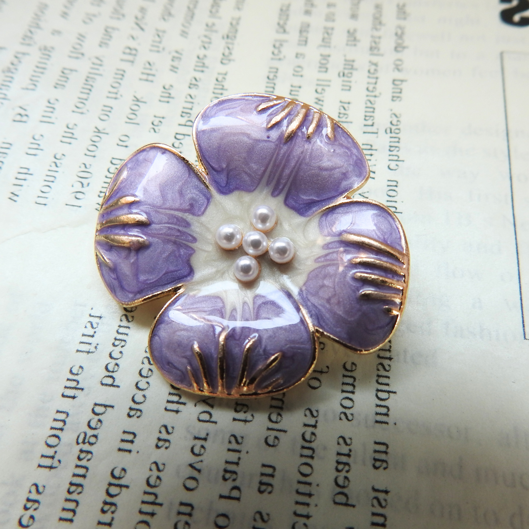 Purple flower brooch