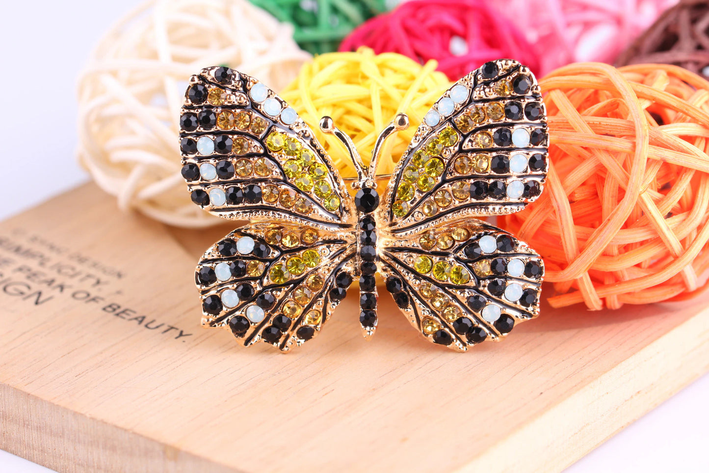 Rhinestone butterfly brooch