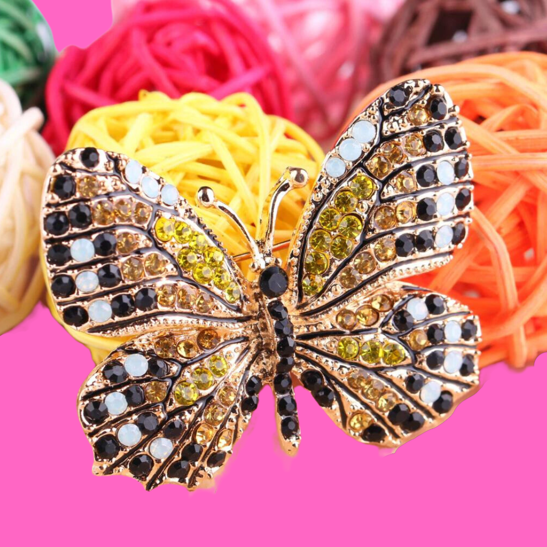 Rhinestone butterfly brooch