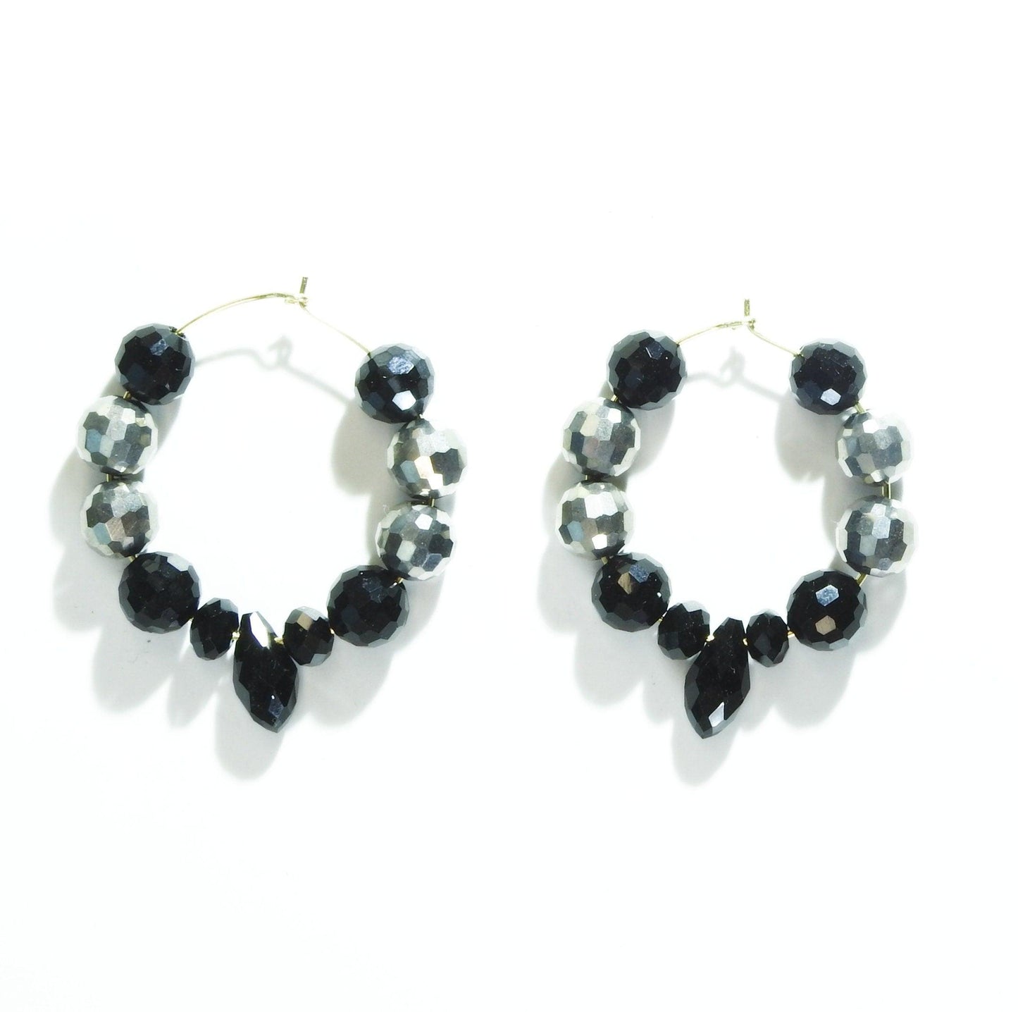 black and silver drop earrings