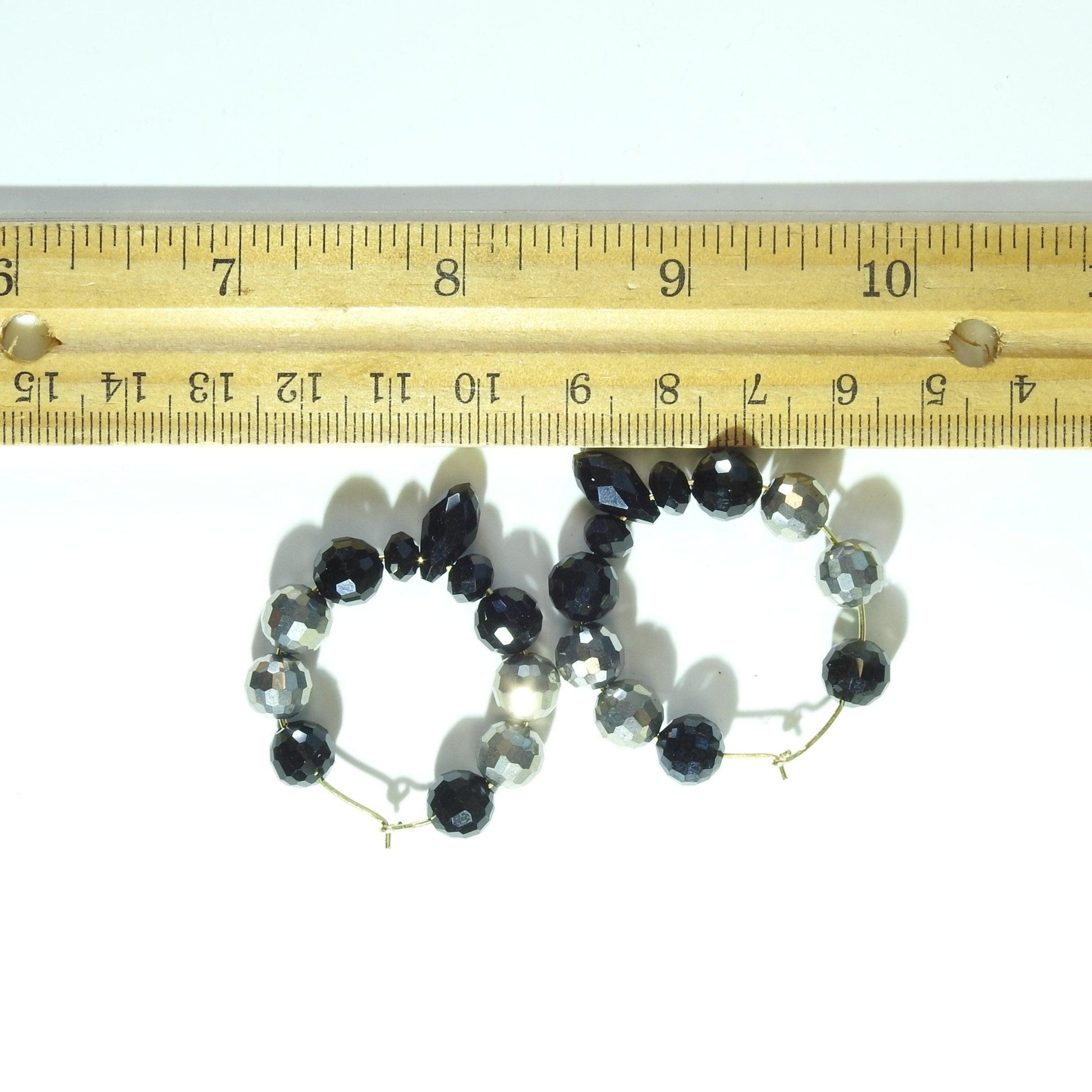 black hoop earrings with beads