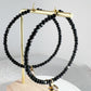 Black bug earrings hoops with tiny glass beads, Fun, playful large hoop jewelry for bumble bee insect lover. Lightweith 2 in | 45 mm