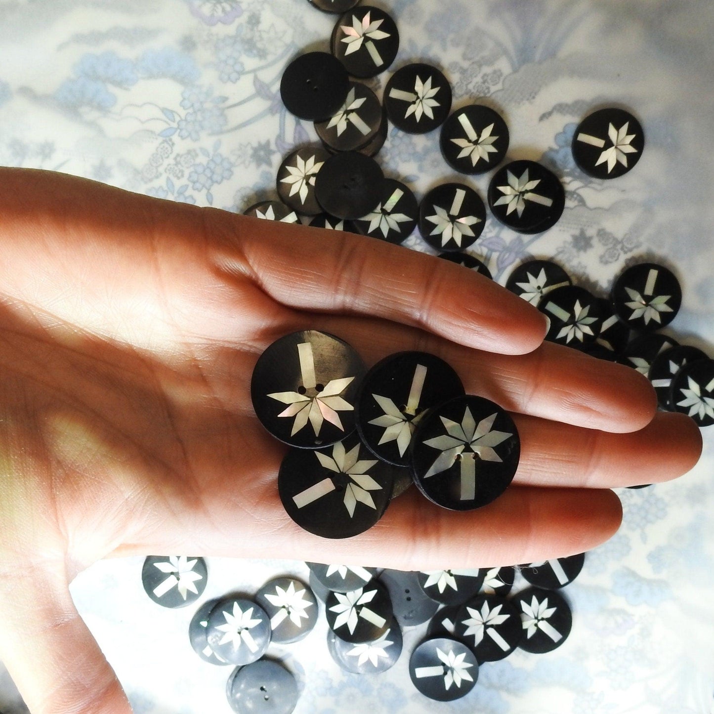 large lot black shell buttons