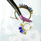 Blue and gold earrings hoops with charms