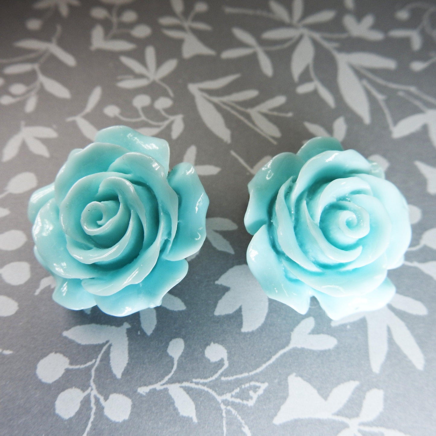 clip on blue earrings flower