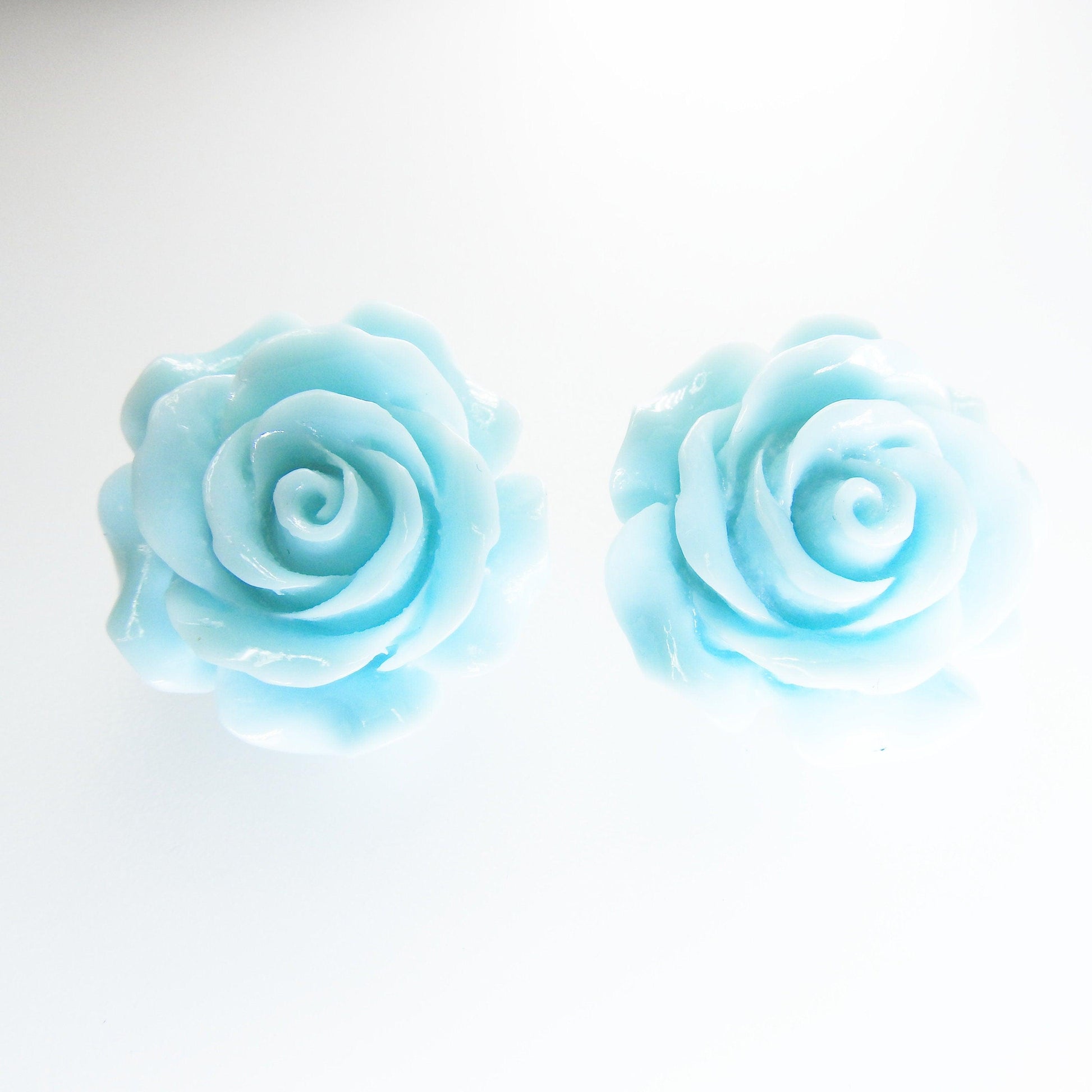 clip on blue earrings floral