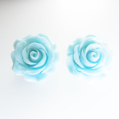 clip on blue earrings floral