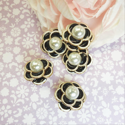 black camellia buttons