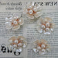 Large flower-shaped buttons for sewing, wedding bouquet, floral bridal creations, and decorative projects. Lot of 5, 35 mm, white color.