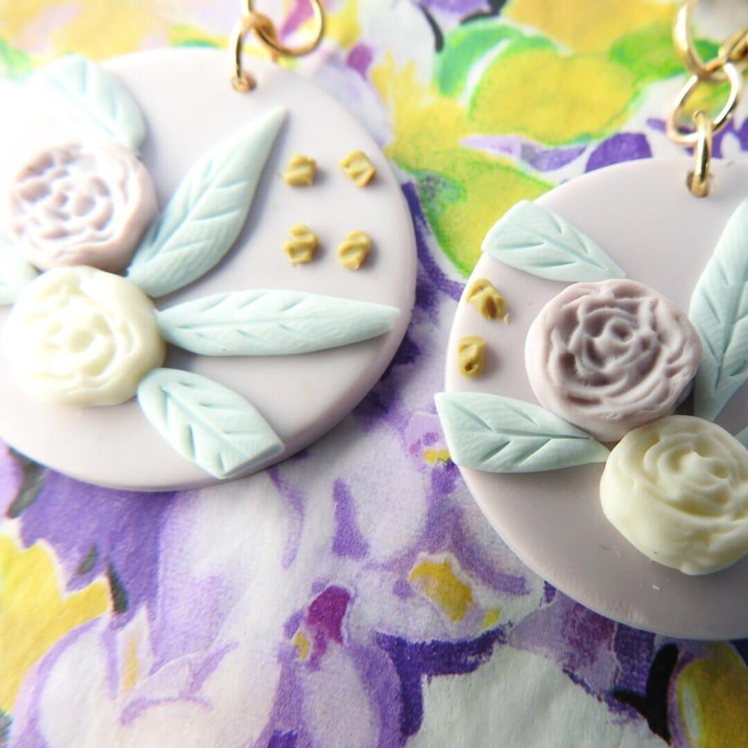 polymer clay flower earrings