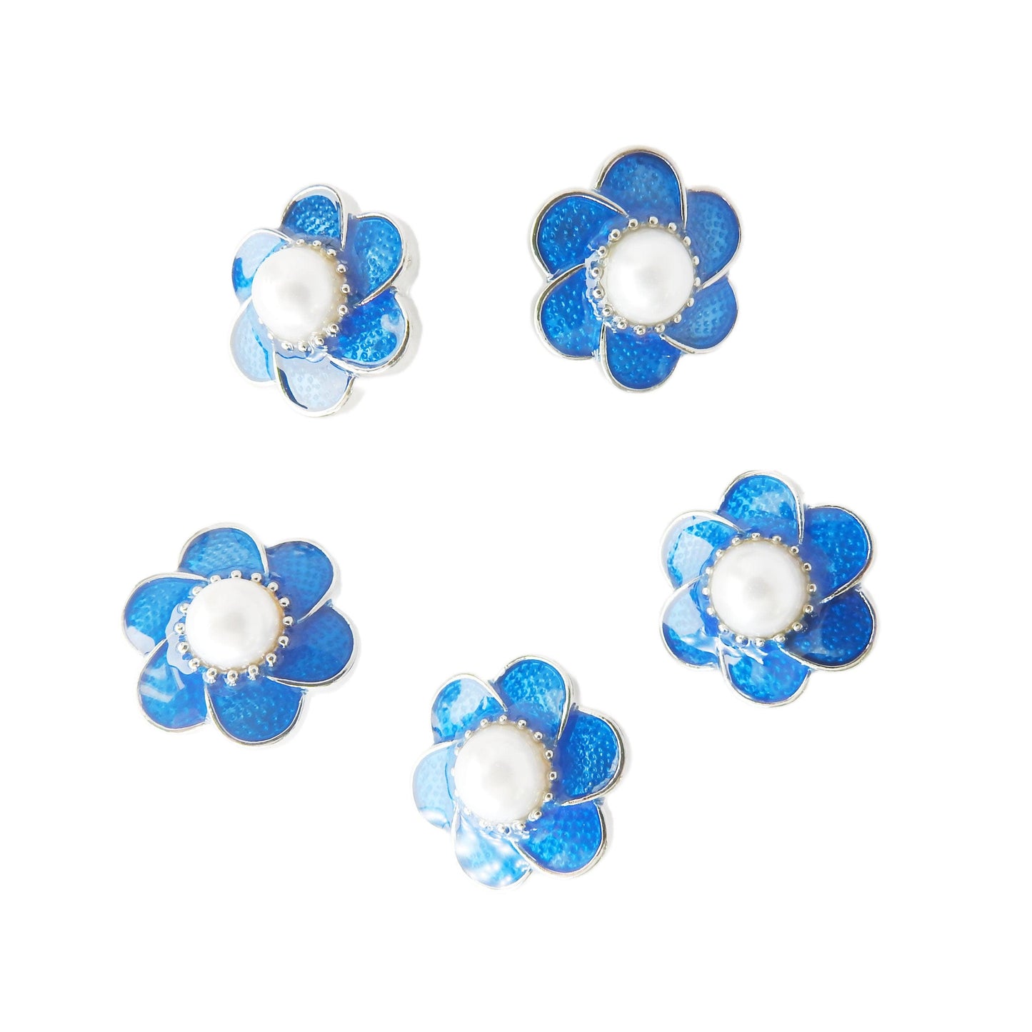 Flower-shaped Pearl snaps fasteners for jewelry, keychain, wristband bracelet, wallets for women, purse or pouch. 5 fancy snap buttons 18 mm