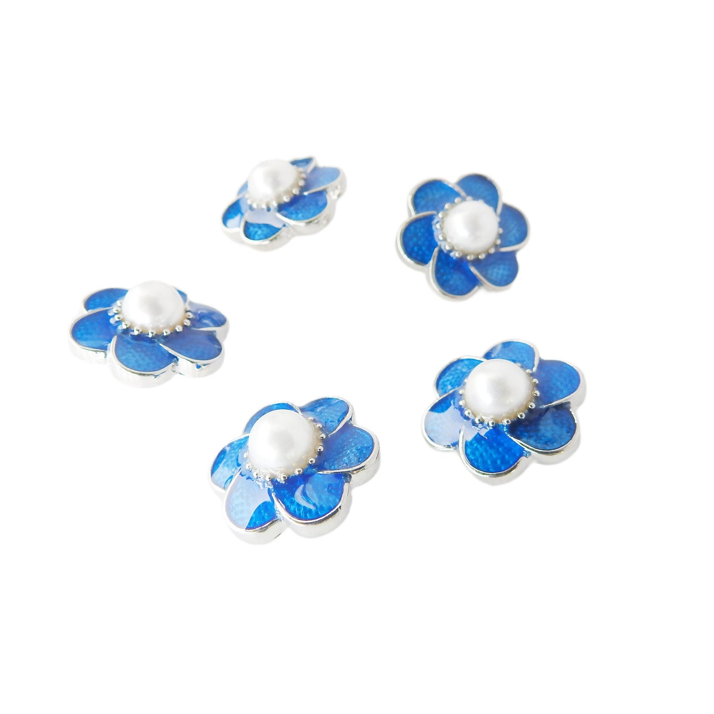 Flower-shaped Pearl snaps fasteners for jewelry, keychain, wristband bracelet, wallets for women, purse or pouch. 5 fancy snap buttons 18 mm
