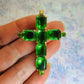 Green cross pendant for religious jewelry making, holy Christian roman cross for jewellery, catholic gift for adult baptism, gifts mom