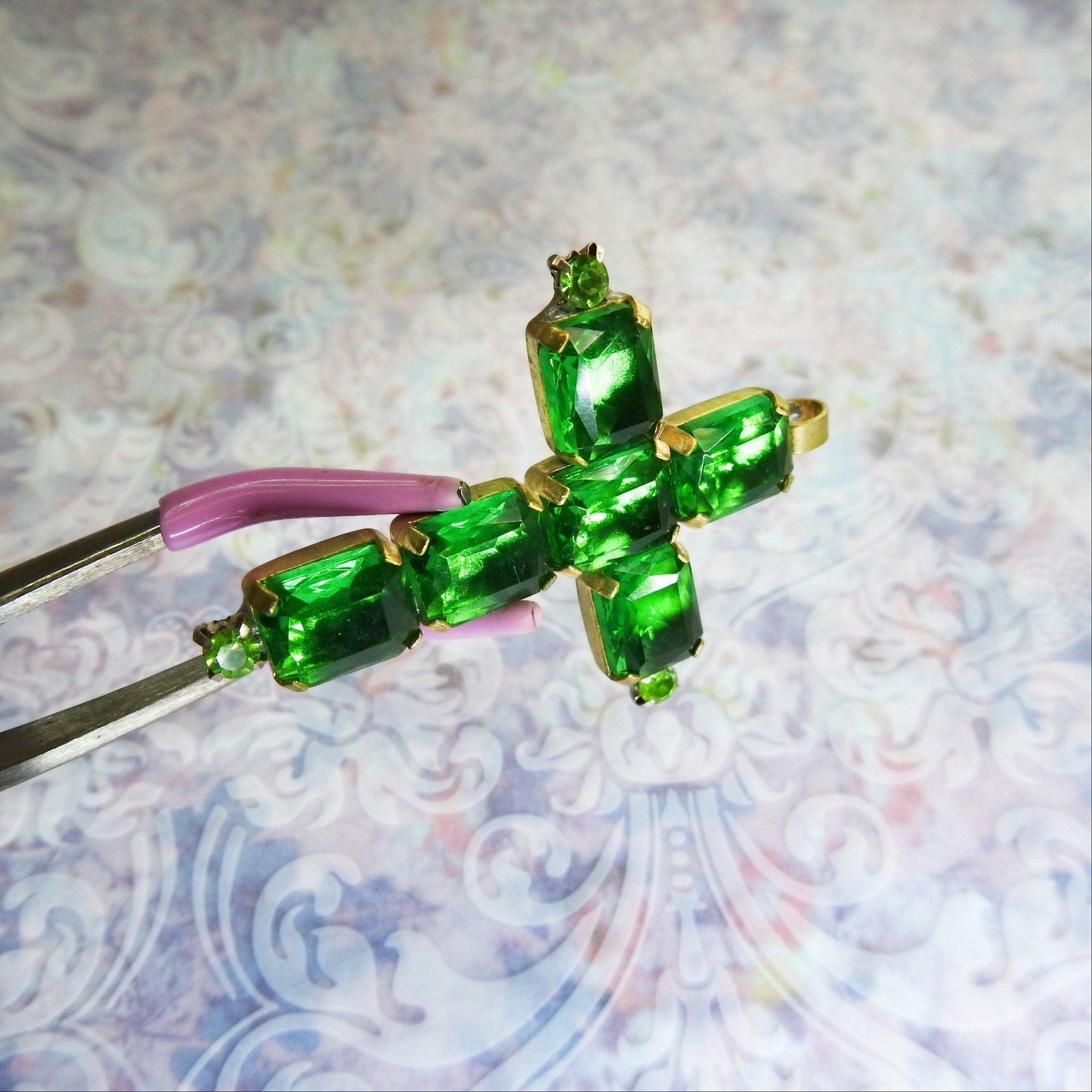 Green cross pendant for religious jewelry making, holy Christian roman cross for jewellery, catholic gift for adult baptism, gifts mom