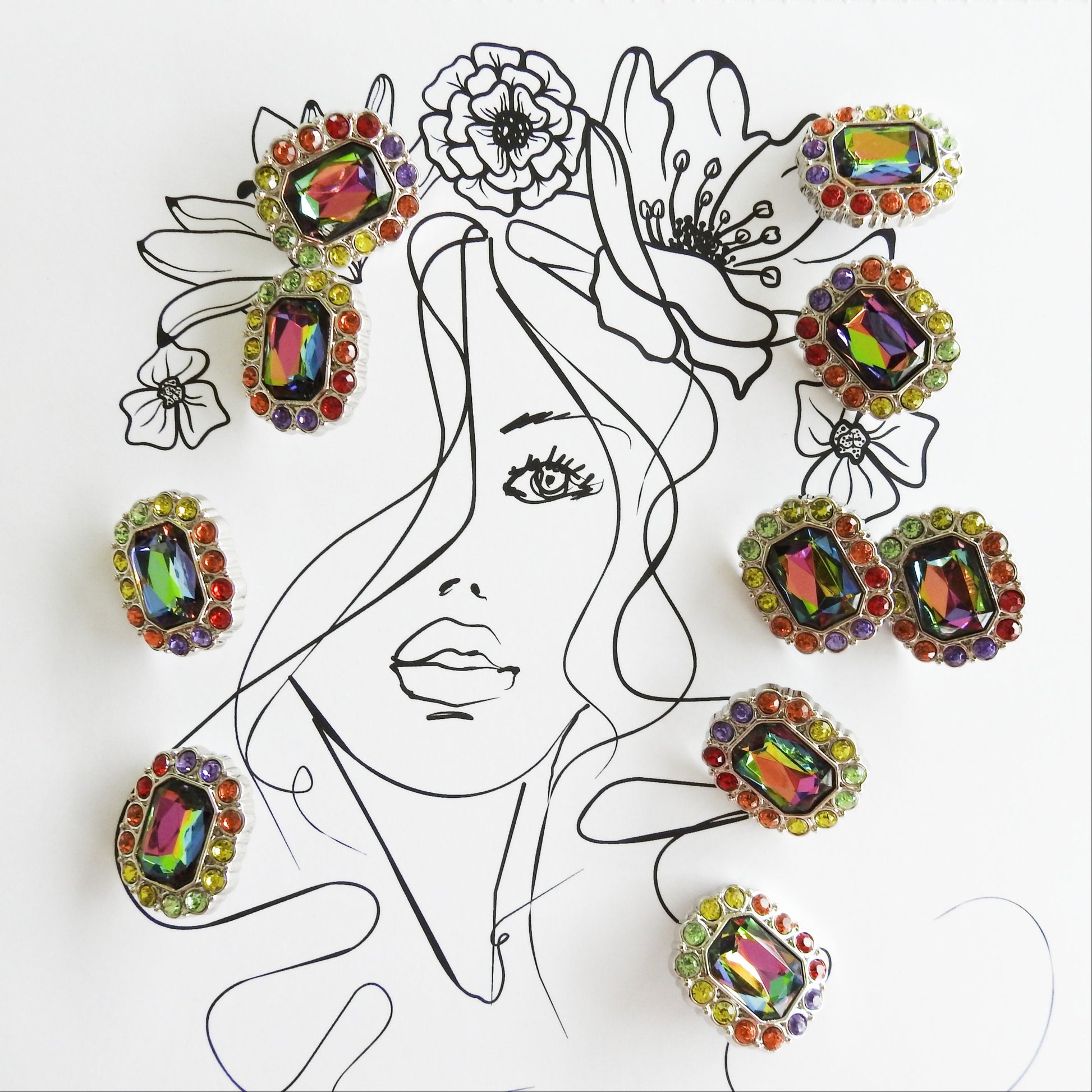 Fancy big rhinestone buttons