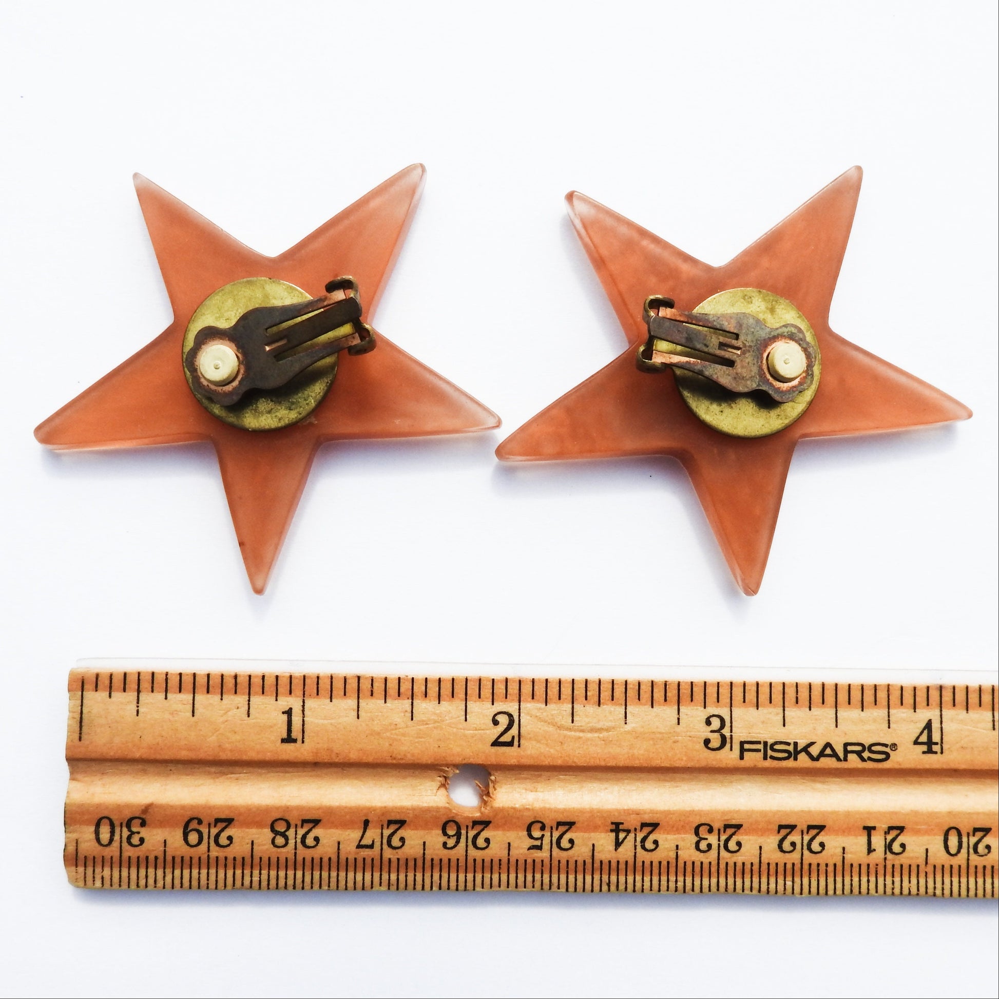 Vintage Brown Star Clip-On Earrings