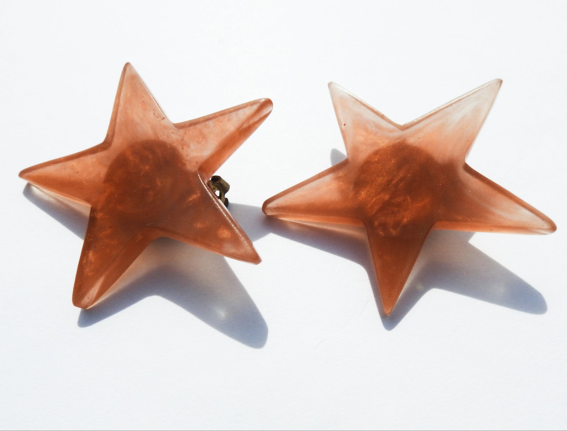 Vintage Brown Star Clip-On Earrings