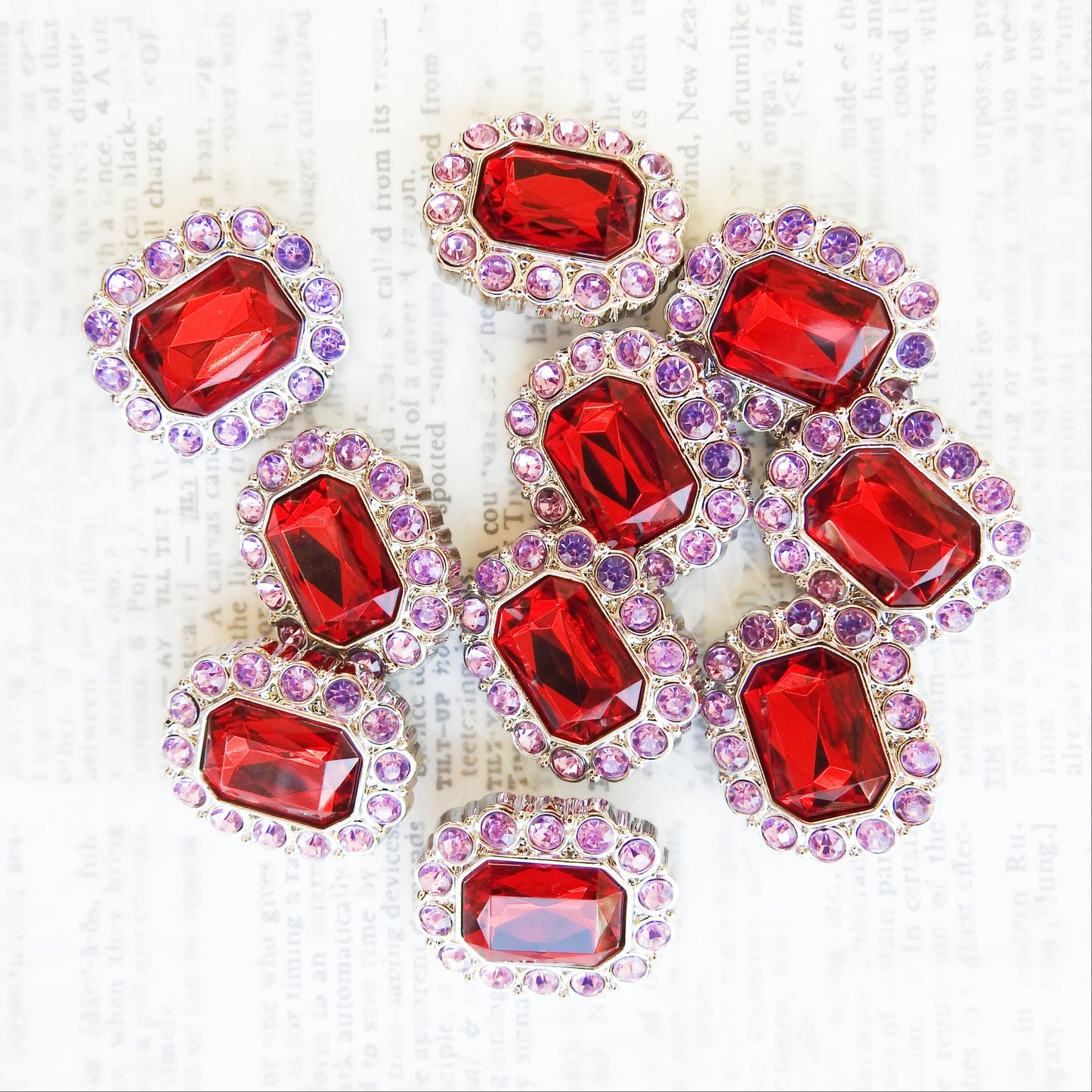 large red rhinestone buttons