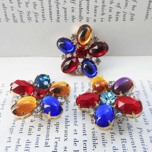 Set of 3 colorful Jewelled Buttons