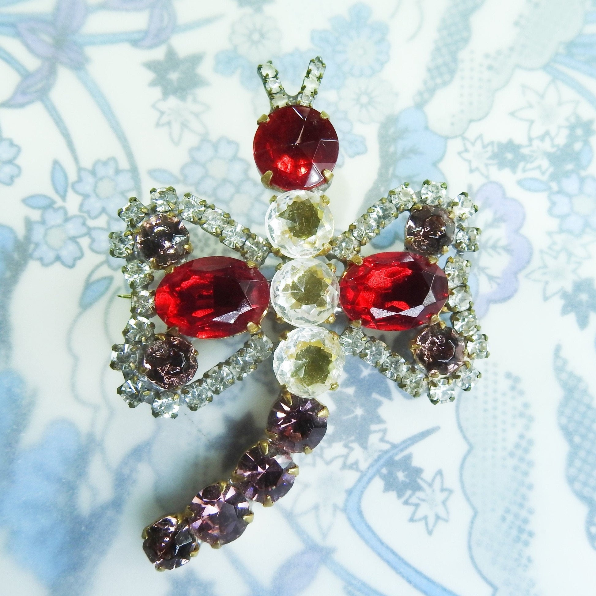 Crystal-embellished Dragonfly Brooch