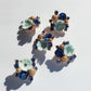 Blue flower-shaped decorative buttons