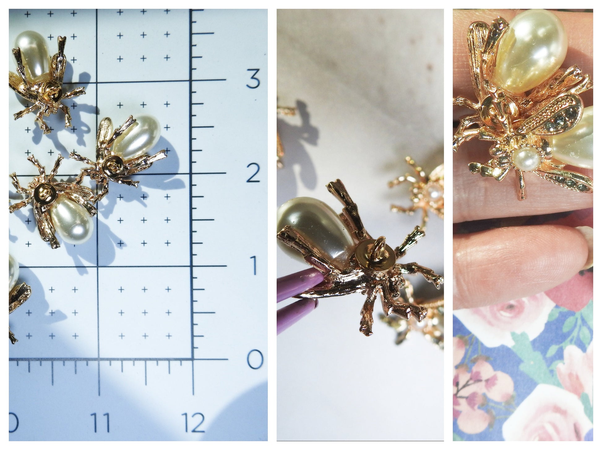 Set of 5 Pearl Bee Buttons