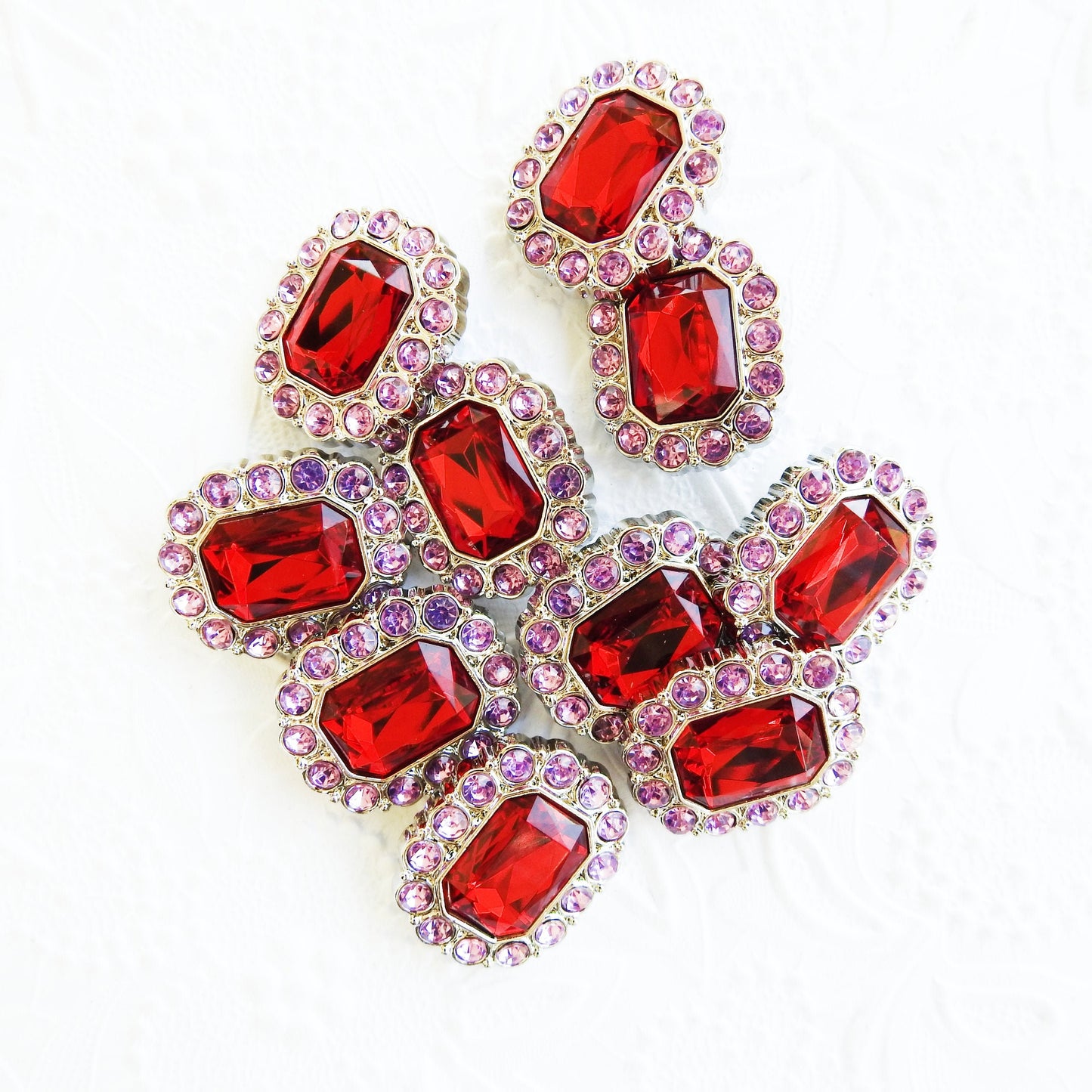 large red rhinestone buttons