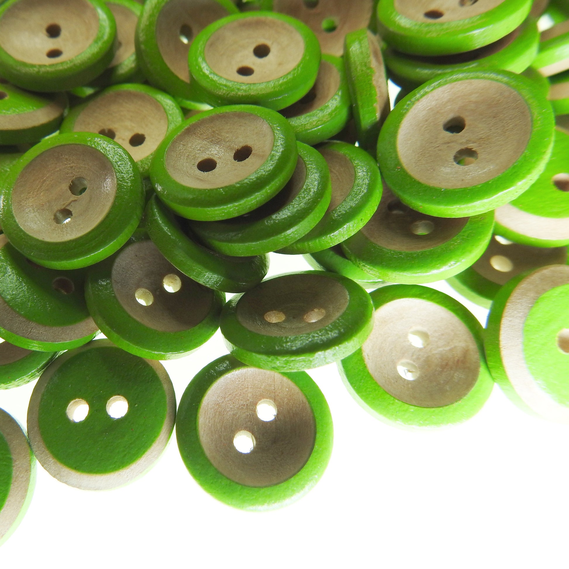 small green wooden craft buttons 15 mm
