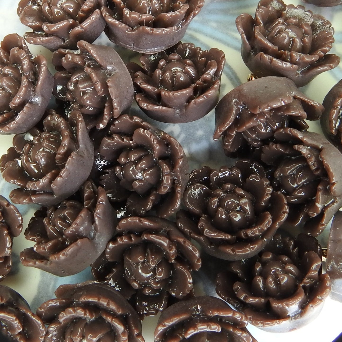 Brown flower buttons