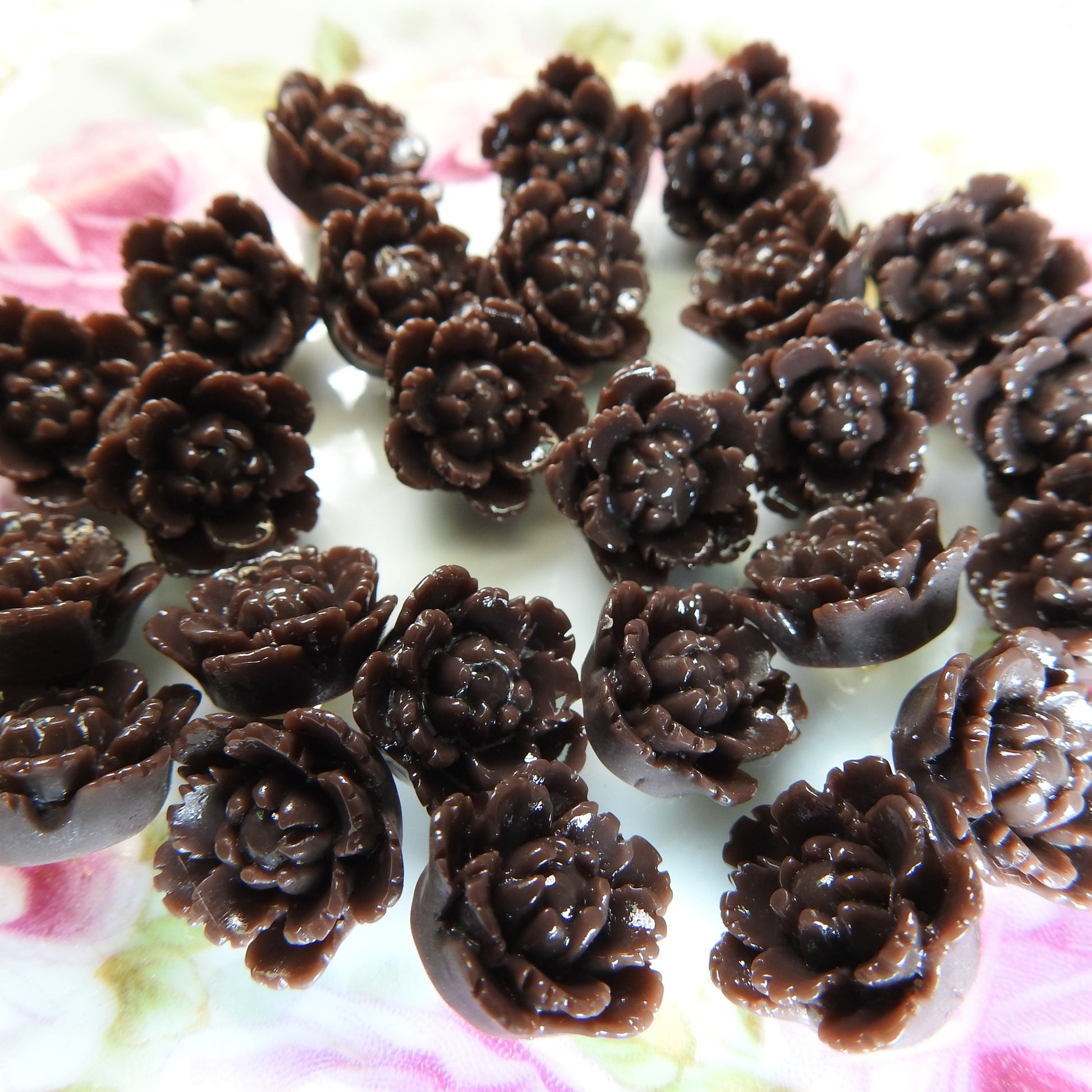 Brown flower buttons