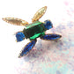 Blue Green Czech Crystal Button