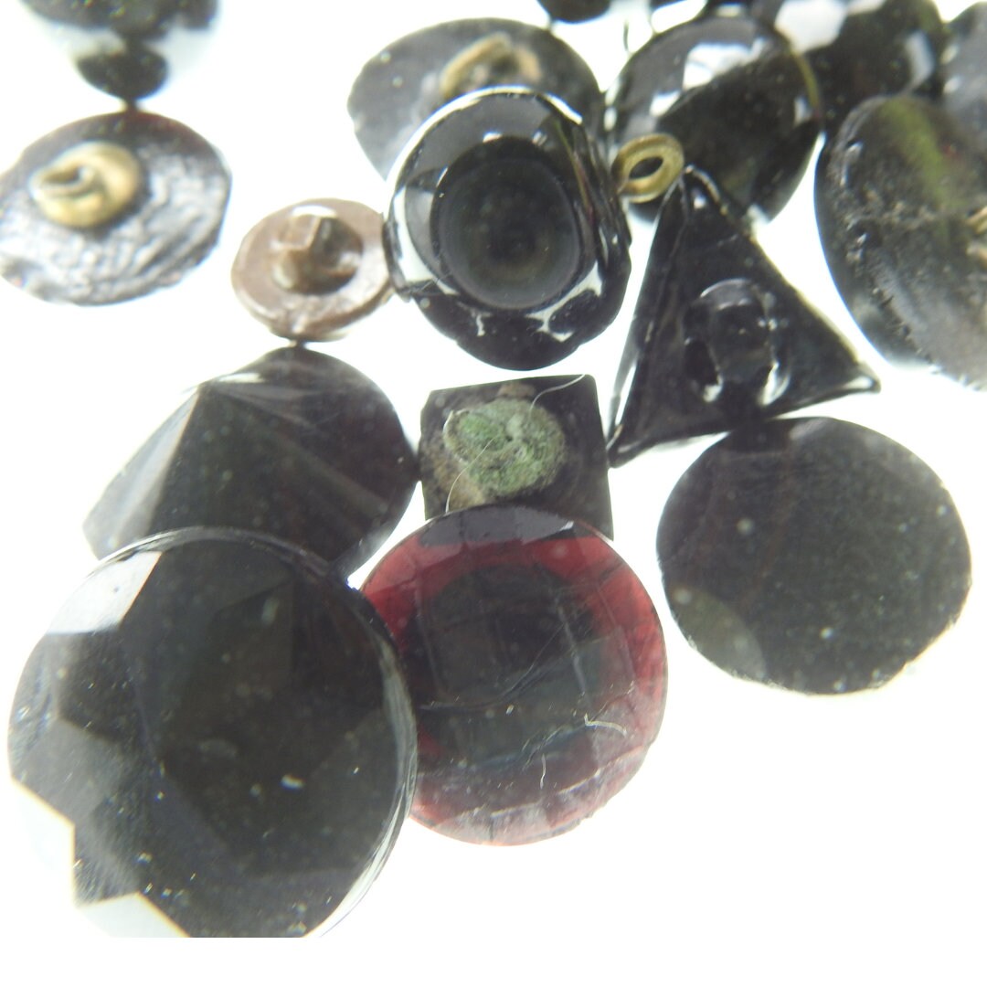 Vintage glass buttons black