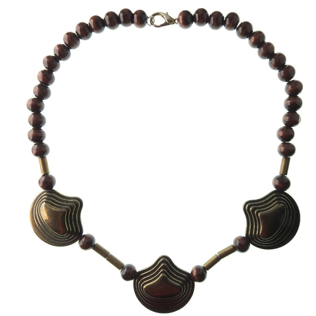 Boho Chic Beaded Wood Necklace