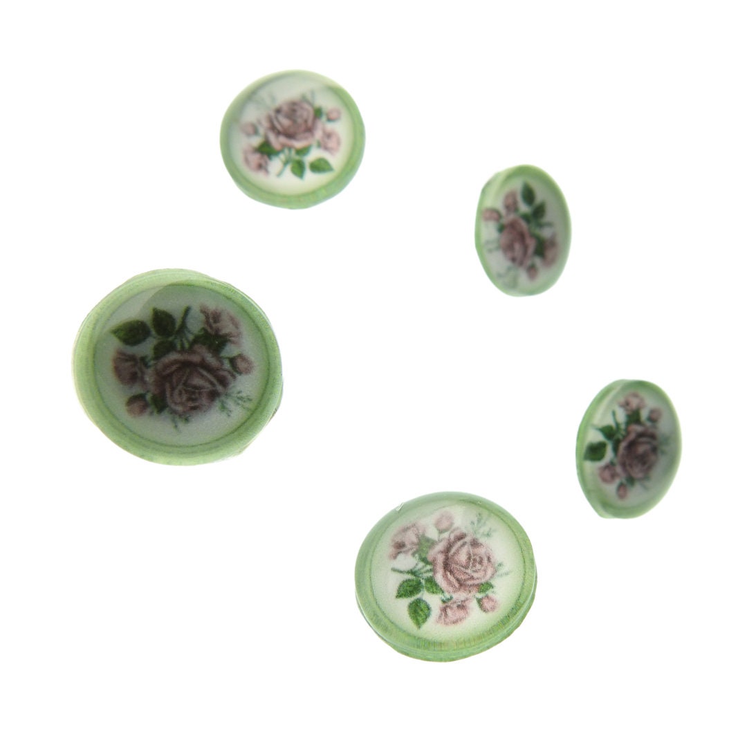 Cute Pink Rose Flower Buttons