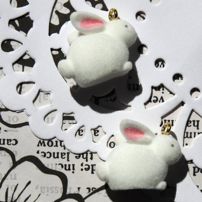 Cottontail Bunny Rabbit Charms (Set of 2) - 20mm White Pendant for Jewelry Making and Crafts. For creating personalized gifts or decorations