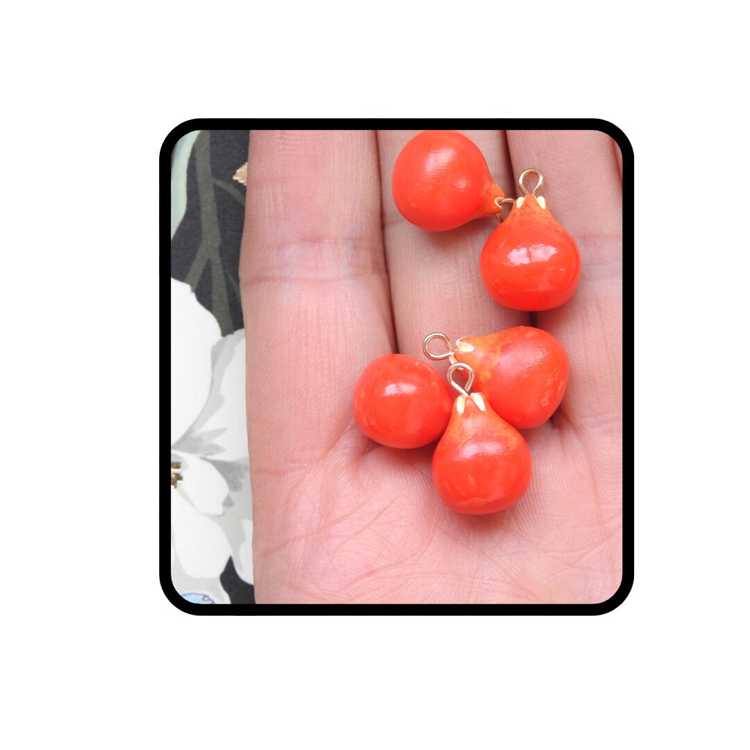 Pomegranate Charms - Set of 5, 20mm - Multifunctional, for Fruit Salad Jewelry-making, Bracelets, Necklaces, Earring hoops, and More
