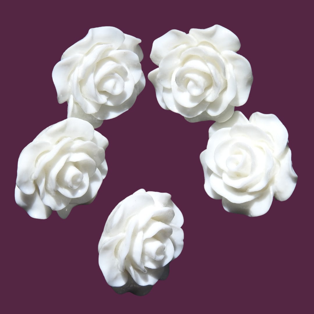 Fancy White Rose Floral Buttons - 20mm Shank Buttons for Wedding Dresses and Handbag Embellishments, Set of 5 - Cool Sewing Crafts,