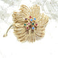 Vintage Sarah Coventry Brooch – Elegant 1960s Floral Pin, Gold Tone, Colorful Rhinestone Accents, Collectible Jewelry - Signed Sarah Cov