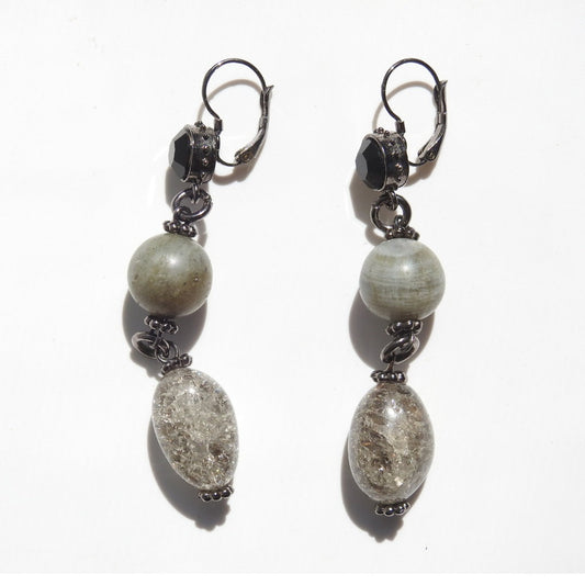 Long gemstone bead earrings