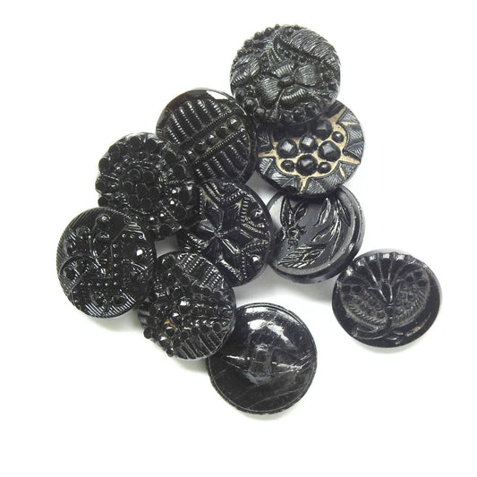 Antique Glass Buttons Collection - Set of 10