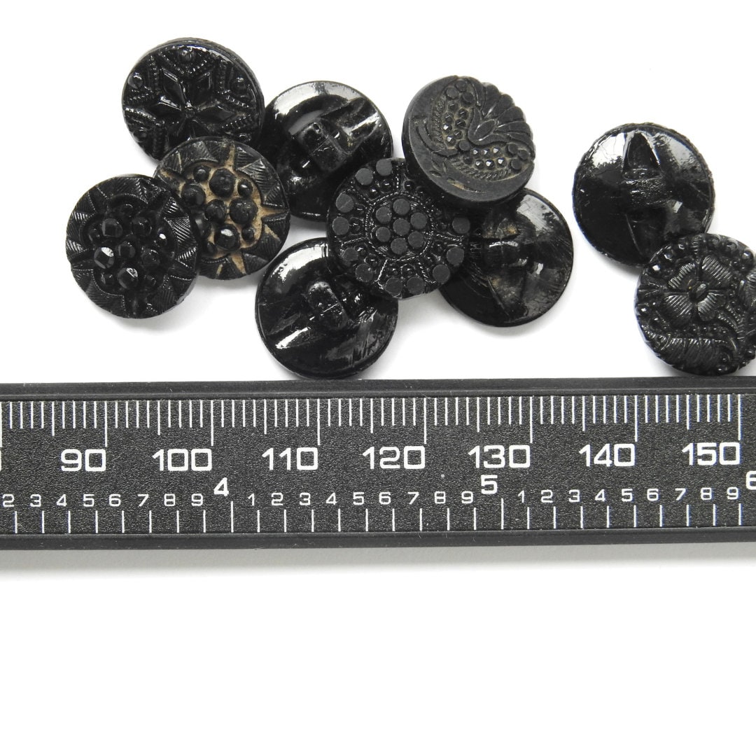 Antique Glass Buttons Collection - Set of 10