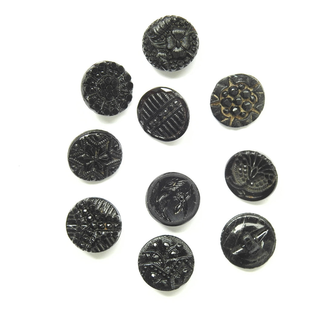 Antique Glass Buttons Collection - Set of 10