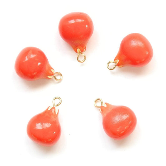 Pomegranate Charms - Set of 5, 20mm - Multifunctional, for Fruit Salad Jewelry-making, Bracelets, Necklaces, Earring hoops, and More