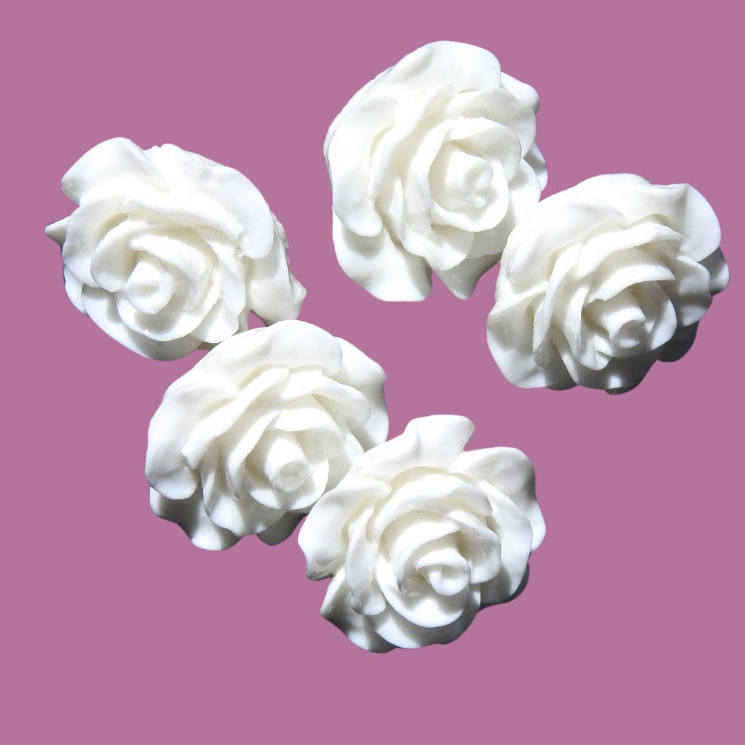 Fancy White Rose Floral Buttons - 20mm Shank Buttons for Wedding Dresses and Handbag Embellishments, Set of 5 - Cool Sewing Crafts,