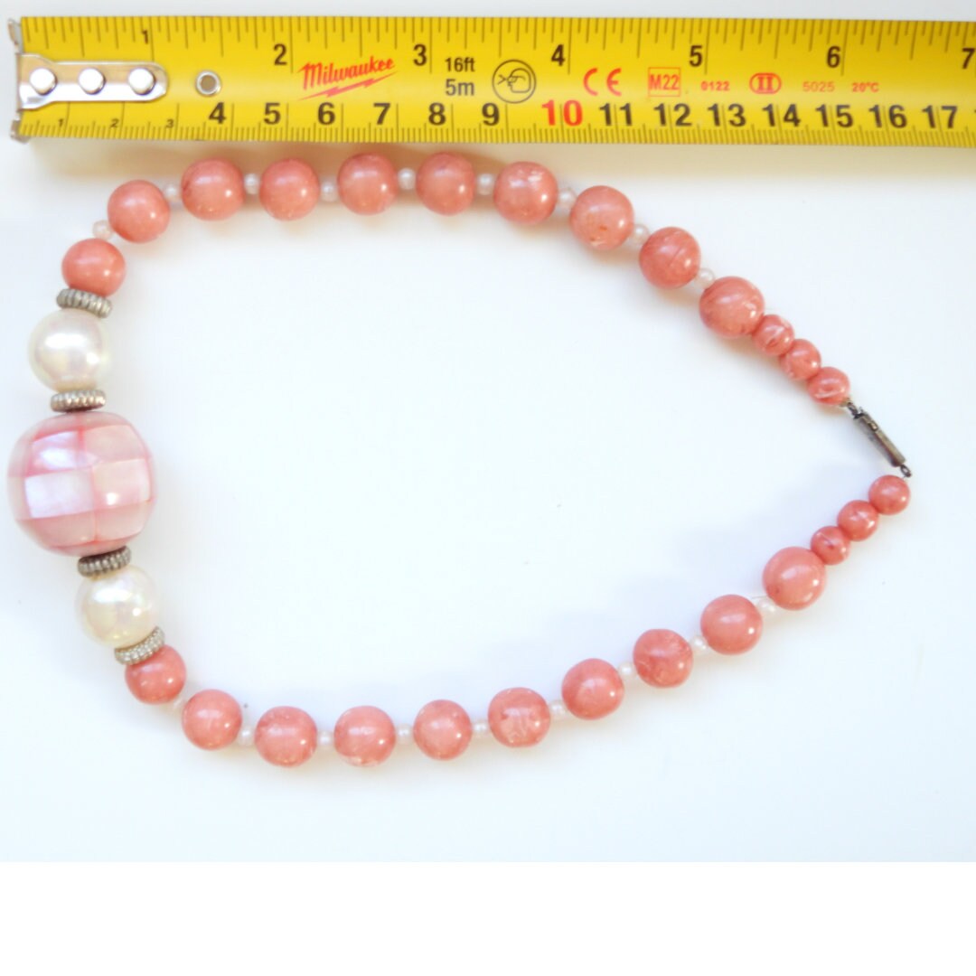 Vintage Pink Bead Choker Necklace