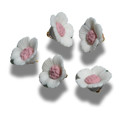 Pink white ceramic buttons