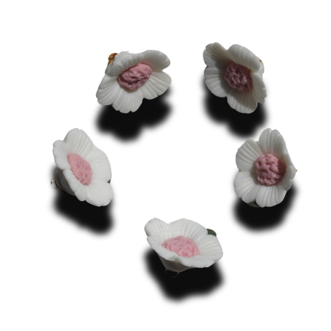 Pink white ceramic buttons