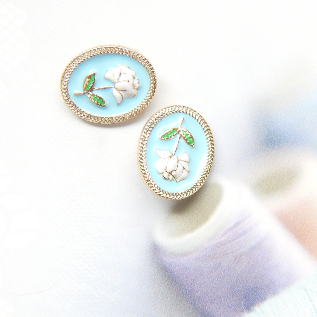 Light Blue Oval Fancy buttons